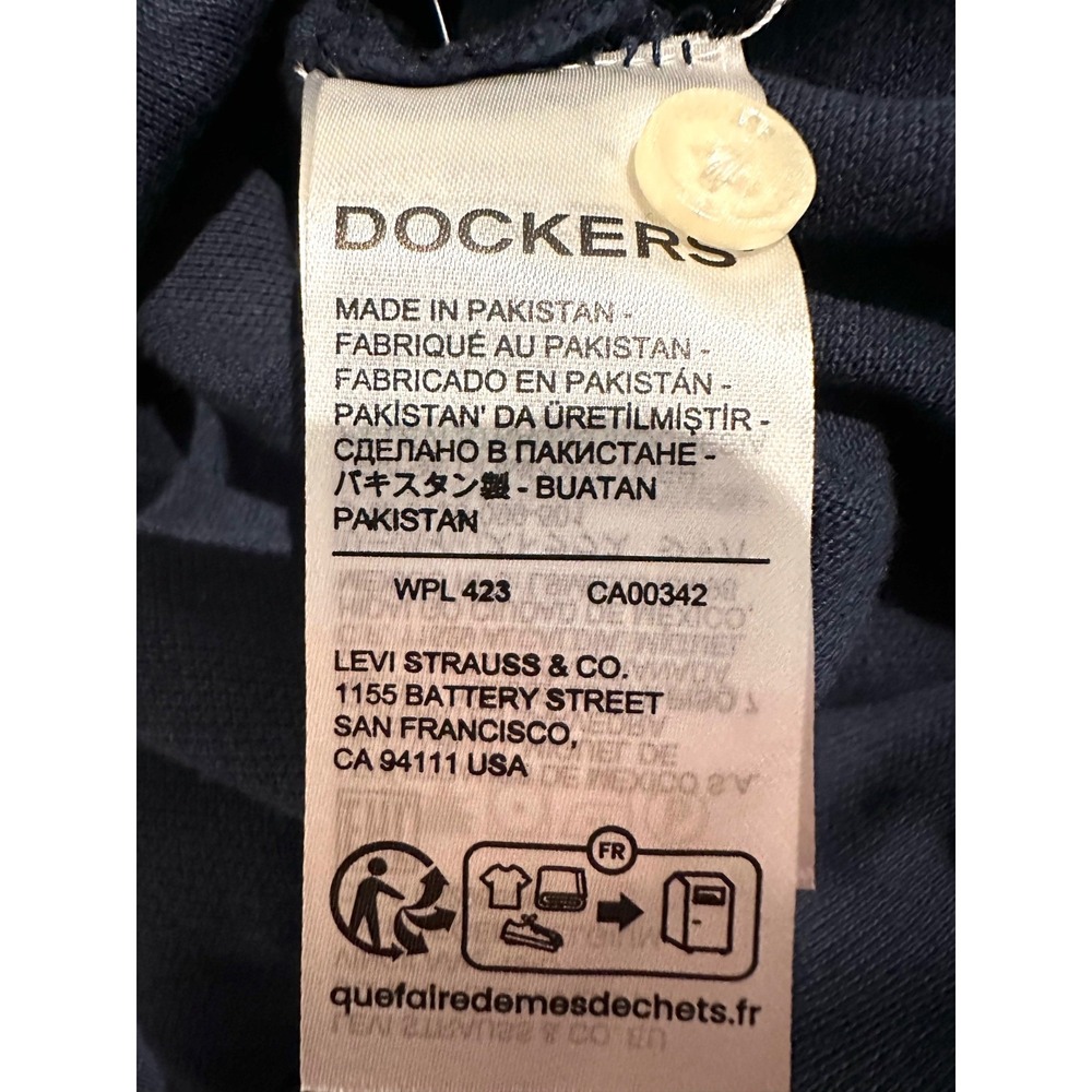 Dockers Short Sleeve Polo Shirt Navy Blue Cotton Slim Fit Mens 2XL Quick-Dry NWT - Picture 11 of 13